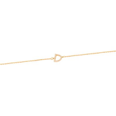Pulsera de Oro Amarillo 18kt Letras D con Diamantes 7Pts