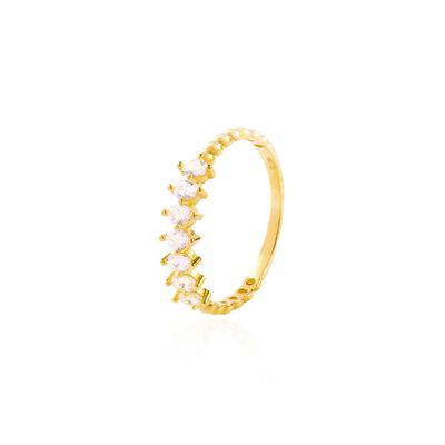 Anillo Oro Amarillo 14kt Tiara Siete Circonitas 2MM