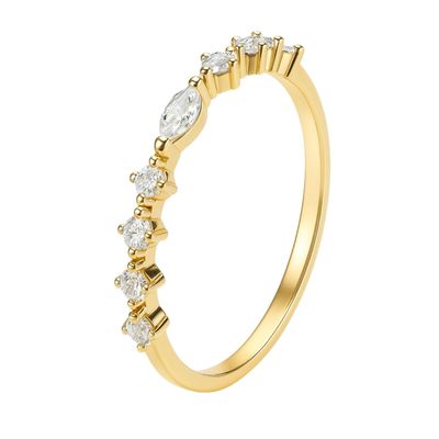 Anillo Revestido en Oro 18kt Marquise Central con Circonita