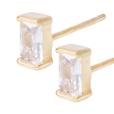 Imagen 2 del producto Aros Revestidos en Oro 18kt Rectangular Circonita Pequeño