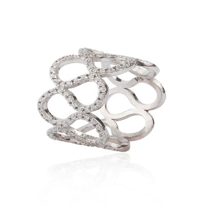 Anillo de Plata Esterlina 925 Ondas Circon