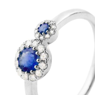 Imagen 2 del producto Anillo Oro Blanco 18kt  Diamantes de 15 Pts y 42 Pts Zafiro