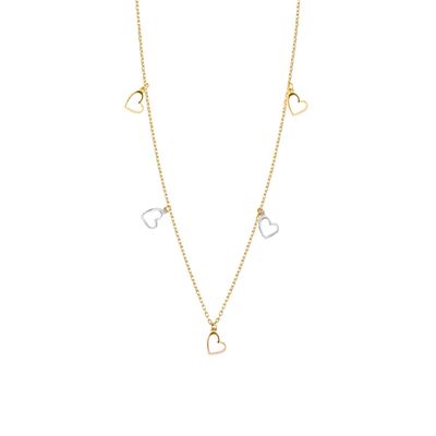 Collar de Oro 18kt  Corazones Tricolor