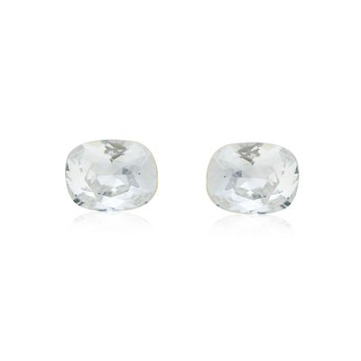 Aros Plata Esterlina 925 Botón Circon Revestido en Oro 18kt