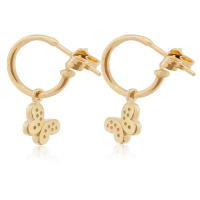 Imagen 2 del producto Aros de Plata Esterlina 925 Argollas Mariposa Revestido en Oro 18kt
