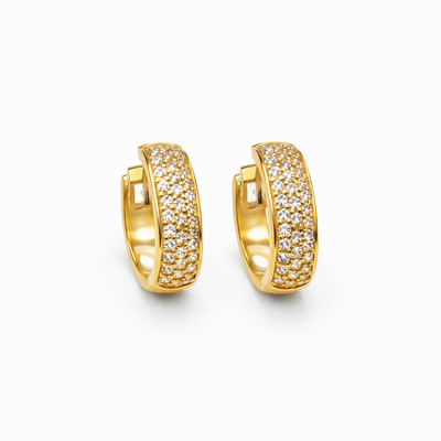 Imagen 2 del producto Aros Oro Amarillo 18kt Argollas Pave Circonita 12MM