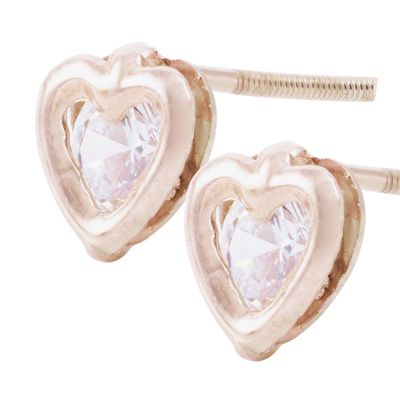 Imagen 2 del producto Aros Oro Miel 18kt Corazón Circonita