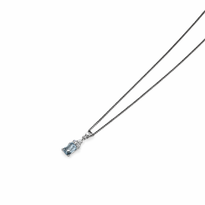 Imagen 2 del producto Colgante Oro Blanco 18kt Circonita-Aguamarina