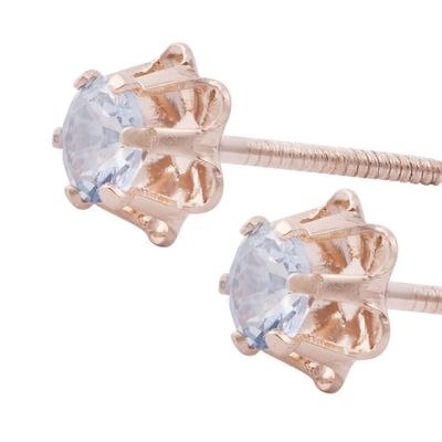 Imagen 2 del producto Aros en Oro Miel 18kt Agua Marina 4mm