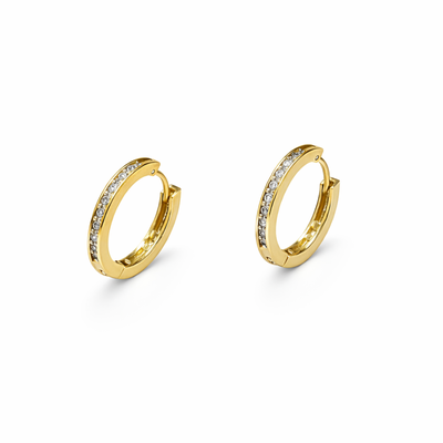 Imagen 2 del producto Aros Oro Amarillo 18kt Argollas 1/2 Circonita 15MM