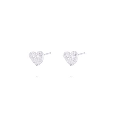 Imagen 1 del producto Aros Plata Esterlina 925 Corazones con Relieve
