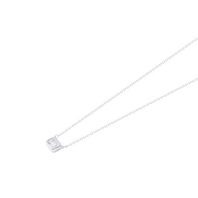 Collar de Plata Esterlina 925 Rectángulo Circón