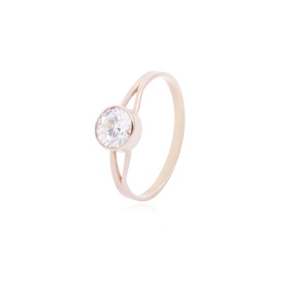 Anillo Oro Miel 18kt Moderno Circón 6mm