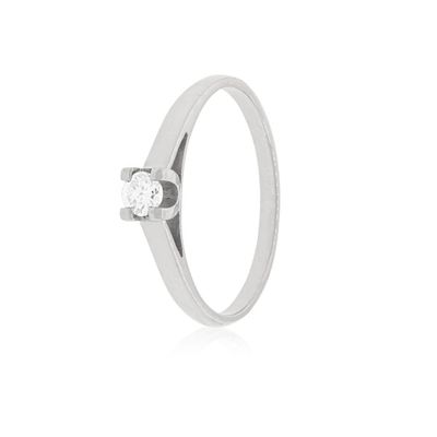 Anillo Compromiso Oro Blanco 18kt Nápoles 1x10ptos Diamante