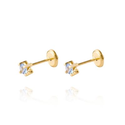 Aros de Oro 18kt Aros Agua  Marina 3mm