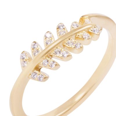 Imagen 2 del producto Anillo Revestido en Oro 18kt Hojas Adornadas con Circonita