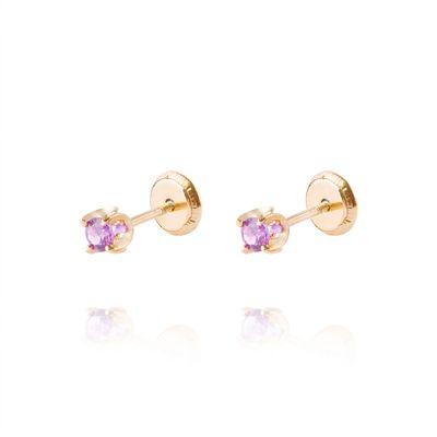 Imagen 1 del producto Aros de Oro 18kt Amatista 3MM