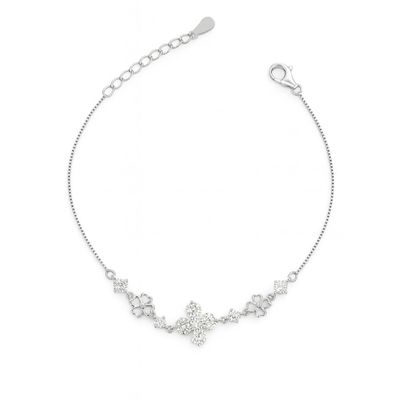Pulsera de Plata Esterlina 925 Corazón Floral con Circonita