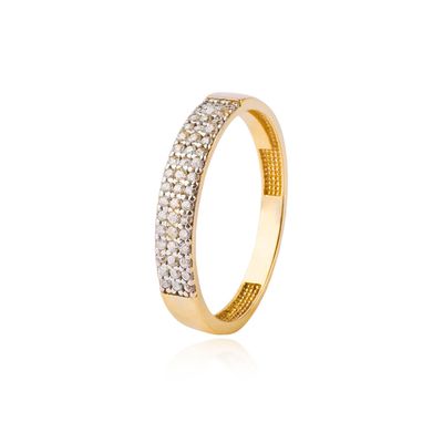 Anillo Compromiso de Oro 18Kt Triple Cintillo Circón