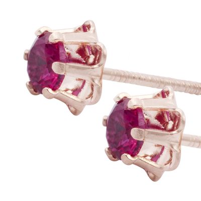 Imagen 2 del producto Aros en Oro Miel 18kt Rubí 4mm