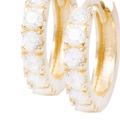 Imagen 2 del producto Aros Oro Amarillo 18kt Argollas Pequeñas Riel de Circonitas