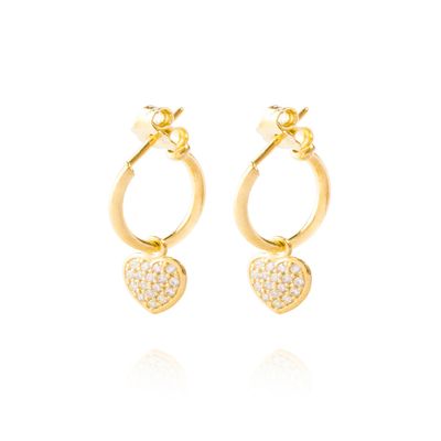 Aros Plata Esterlina 925 Argollas Corazón Revestido Oro 18kt