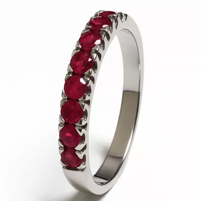 Anillo Oro Blanco 18kt Rubí Natural