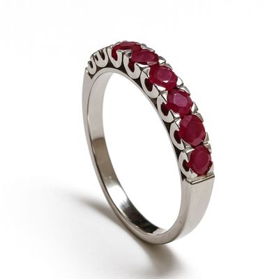 Imagen 2 del producto Anillo Oro Blanco 18kt Rubí Natural