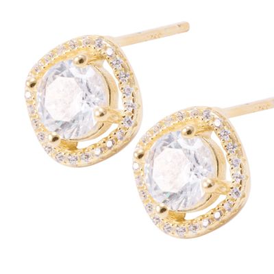 Imagen 2 del producto Aros Revestidos en Oro 18kt Estilo Halo Circonita