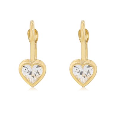 Imagen 1 del producto Aros Oro Amarillo 18kt Corazón Colgante Broche Clip