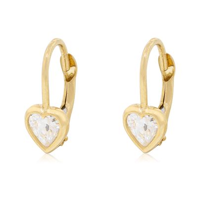Imagen 2 del producto Aros Oro Amarillo 18kt Corazón Colgante Broche Clip