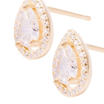 Imagen 2 del producto Aros Revestidos en Oro 18kt Gotas de Agua Circonita Grande