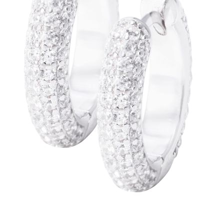 Imagen 2 del producto Aros de Plata Esterlina Argollas Brillante Circón