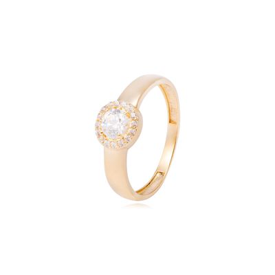 Anillo Compromiso de Oro de 18kt Circonita central