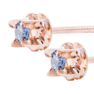 Imagen 2 del producto Aros Oro Miel 18kt Chaton Agua Marina 3mm