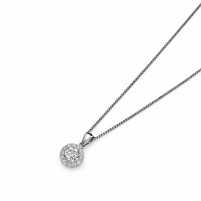 Imagen 2 del producto Colgante Oro Blanco 18kt Botón Circonita Central 5MM