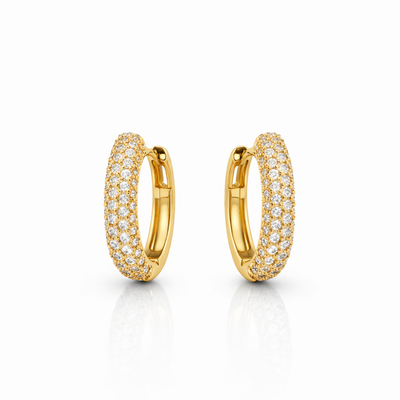 Imagen 2 del producto Aros Oro Amarillo 18kt Argollas Bold Circonita 14MM