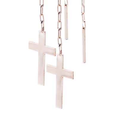 Imagen 2 del producto Aros Oro Miel de 18kt Cadena Cruz