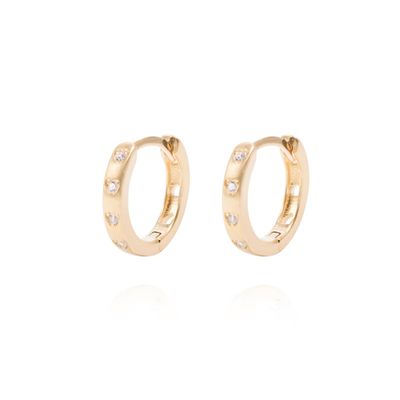 Aros Revestidos en Oro 18kt Argollas Pequeña Circonita