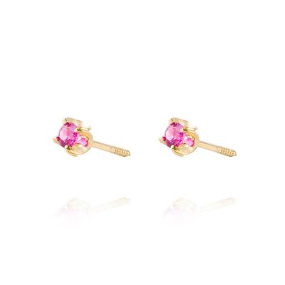 Imagen 2 del producto Aros de Oro 18kt Chaton Rubí de 2,5mm