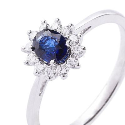 Imagen 2 del producto Anillo Oro Blanco 18kt Diamantes 17Pts y 39Pts Zafiro Lady