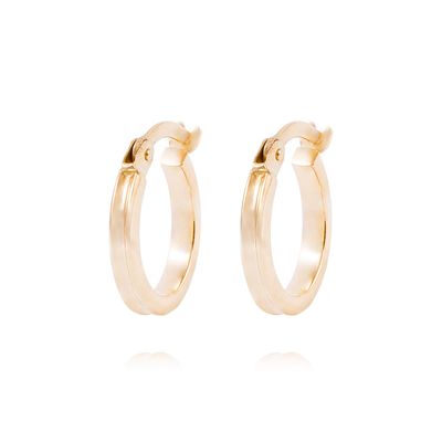 Aros de Oro 18kt Argollas Tipo Biselada de 5mm