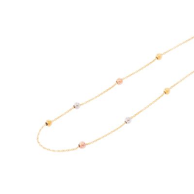 Collar de Oro Amarillo 18kt Esferas Tricolor