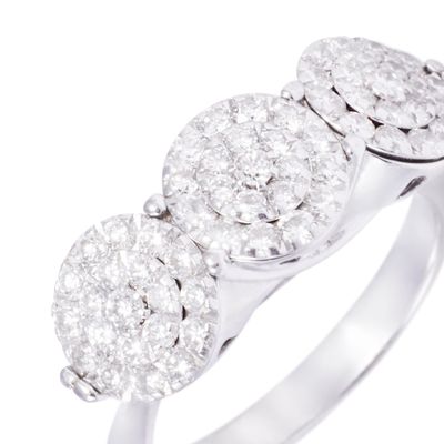 Imagen 2 del producto Anillo Compromiso Oro Blanco 18kt Tres Círculos Diamantes 1,02Qlts