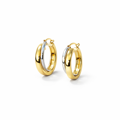 Imagen 2 del producto Aros Oro Bicolor 18kt Argollas Bicolor