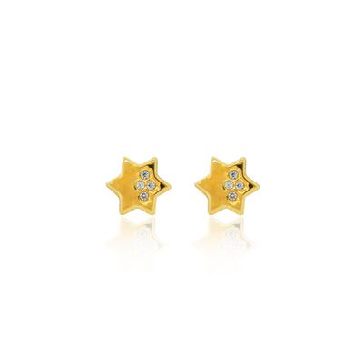 Imagen 2 del producto Aros de Oro 18kt Estrella 8 Circonitas 1,0mm