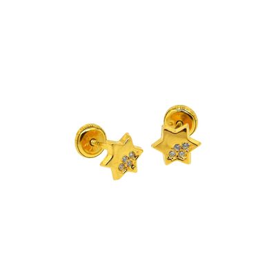 Aros de Oro 18kt Estrella 8 Circonitas 1,0mm