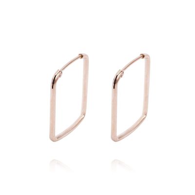 Aros Oro Miel de 18kt Cuadrado Mediano