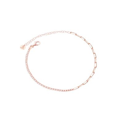 Pulsera Plata Esterlina 925 Medio Riel Rose Revestido