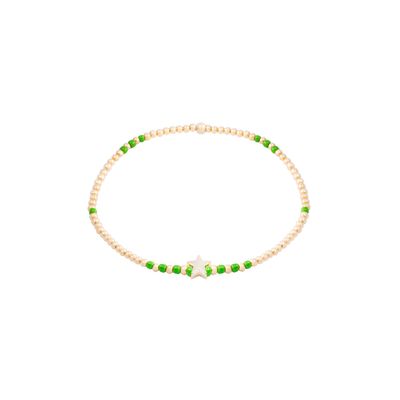 Pulsera de Plata Esterlina 925 Estrella verde Bañado en Oro 14kt